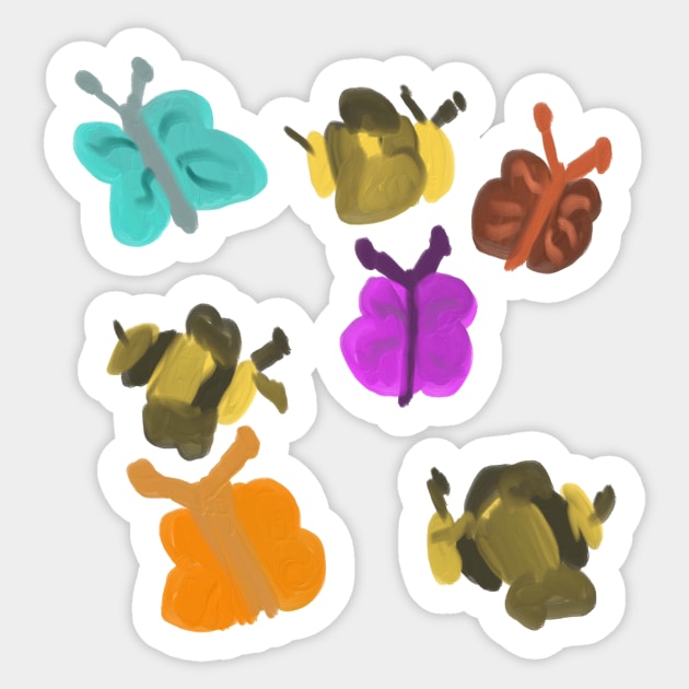 Bees and Butterflies Sticker by Thedisc0panda